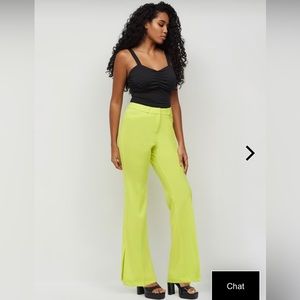 Tall High-Waisted Slit-Hem Flare Neon Pant
